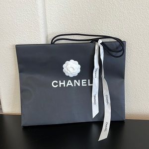 Chanel black white large paper shopping gift bag